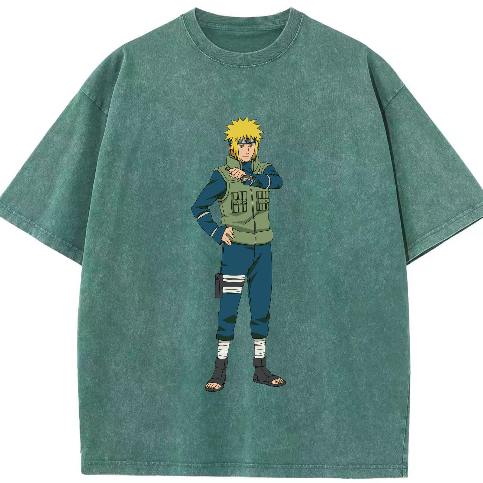 （画像用） NARUTO -ナルト- 波風 ミナト Namikaze Minato 綿100% ヴィンテージ風 半袖Tシャツ（フロントプリント）